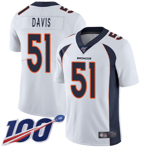 Men Denver Broncos #51 Todd Davis White Vapor Untouchable Limited Player 100th Season Football NFL Jersey